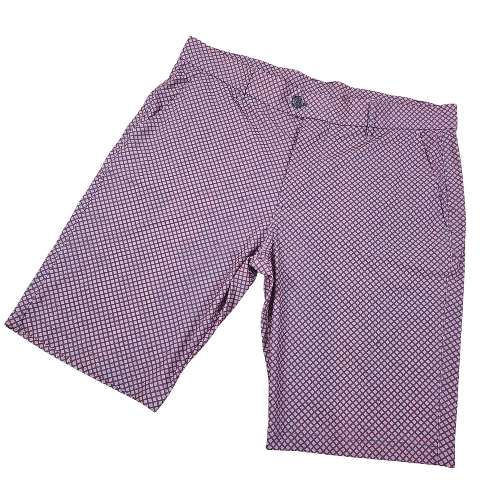 Greyson Montauk‎ Men Golf Shorts Purple Geometric Wolf Print Size 34 Technical